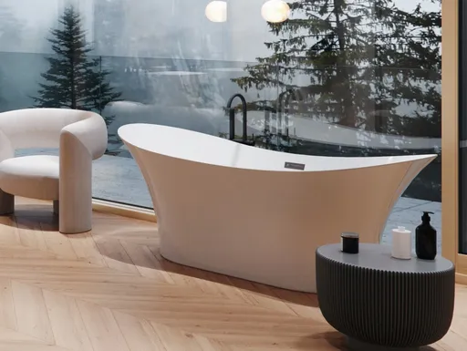 BESCO - Voľne stojaca vaňa AMBER biela - Farba - Biela, Farba sifónu - Čierna, Rozmer vane - 170 × 80 cm VANAMBER170B