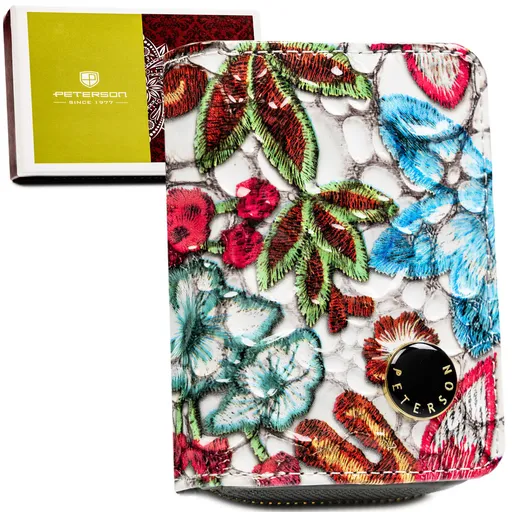 Viacfarebná praktická peňaženka z prírodnej kože na patent a zips – Peterson