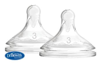 Dr.Browns náhradné silikon cumlíky pre dojčenské fľašky options Wide Neck stupeň 3 BPA Free 2 ks WN3201,DR.BROWN'S Cumlík na fľaše Options+ široké hrd