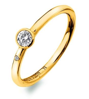 Hot Diamonds Luxusný pozlátený prsteň s topazom a diamantom Gemstone DR293 52 mm