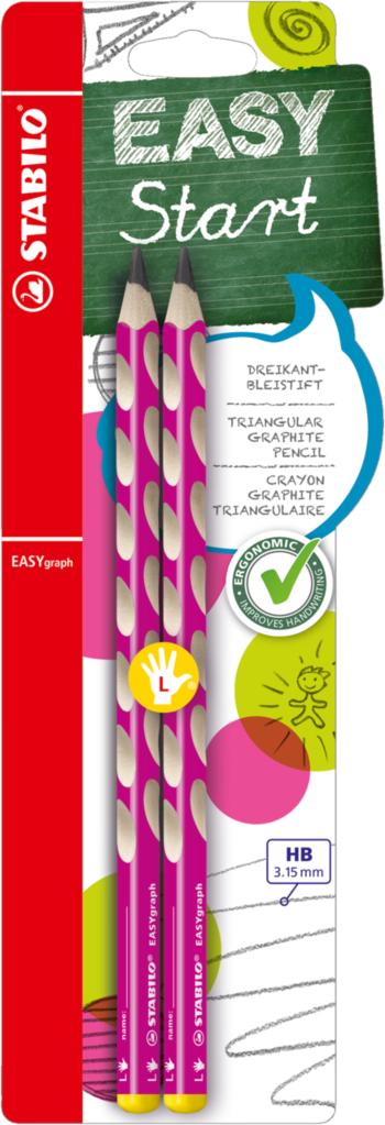 Grafit ceruza Stabilo EASYgraph L HB rózsaszín, 2 db buborékfólia