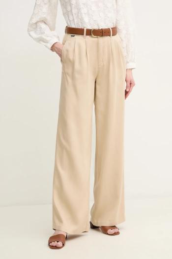 Nohavice Pepe Jeans GOA dámske, béžová farba, široké, vysoký pás, PL211834