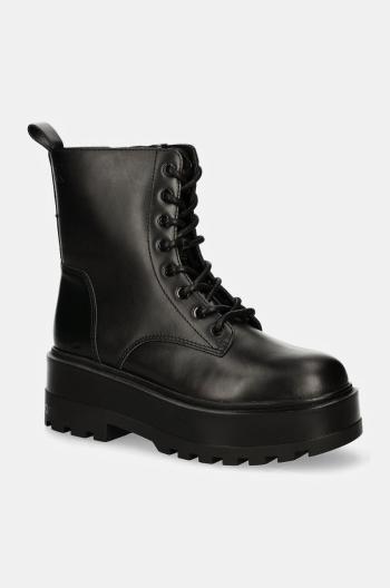 Workery Calvin Klein Jeans FLATFORM HIGH LACE UP MG DL dámske, čierna farba, na platforme, YW0YW01535