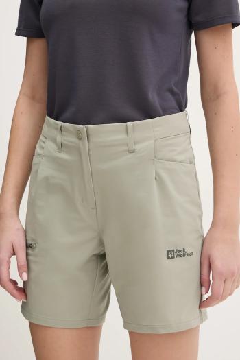 Turistické šortky Jack Wolfskin Prelight Stride zelená farba, jednofarebné, vysoký pás, A63785
