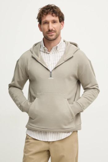 Mikina Calvin Klein pánska, béžová farba, s kapucňou, jednofarebná, K10K113762