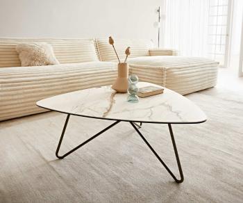 Konferenčný stolík Ekrem 85x35 cm keramický Calaccatta Luxe bielo