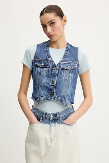Rifľová vesta Guess Jeans tmavomodrá farba, jednoradová, W5GN74 D5M46