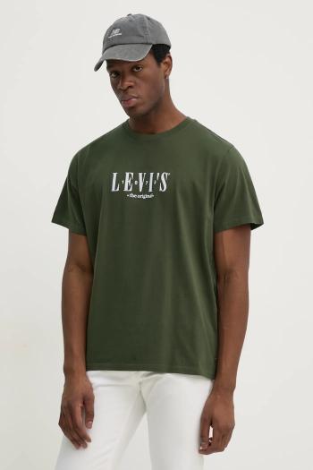 Bavlnené tričko Levi's SS RELAXED FIT TEE pánske, zelená farba, s nášivkou, 16143