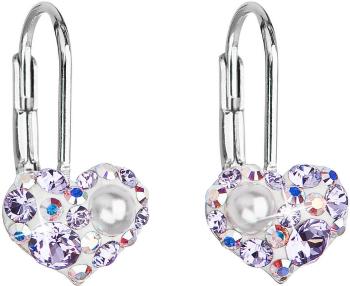 Evolution Group Srdiečkové náušnice s kryštálmi Swarovski 31125.9 violet