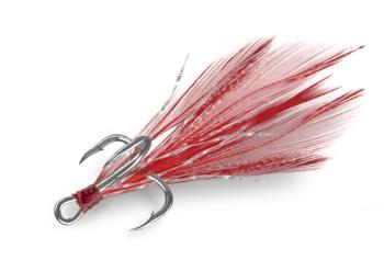 Delphin trojháčik bird hook triple červené pierka 3 ks - veľkosť 6