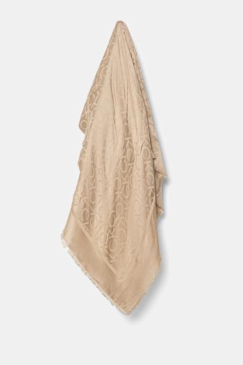 Šatka Calvin Klein dámska, béžová farba, vzorovaná, K60K612974