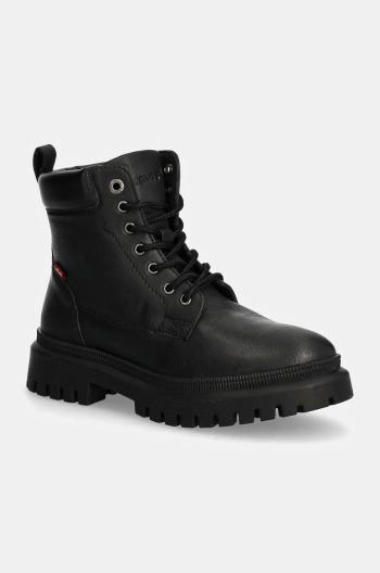 Workery Levi's LENNOX dámske, čierna farba, na plochom podpätku, 000CK-0001