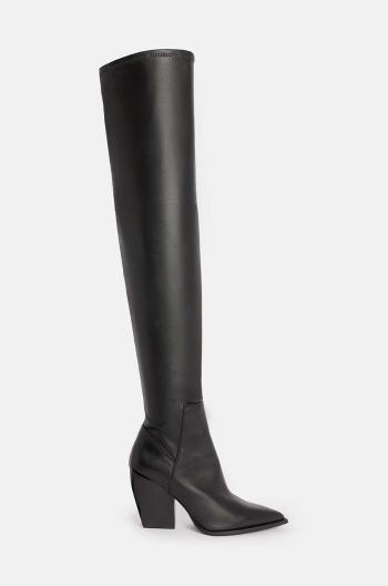 Vysoké čižmy AllSaints Lara Boot dámske, čierna farba, na podpätku, W099FB