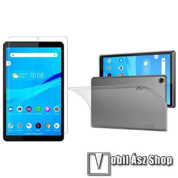 Szilikon védő tok / hátlap - FLEXI - ÁTTETSZŐ - előapvédő edzett üveg, 0,3mm, 9H, Sík részre! - Lenovo Tab M8 (2nd Gen) (TB-8505)