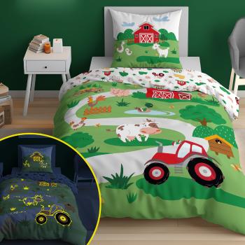 Svietiace obliečky bavlnené, Farma fluo