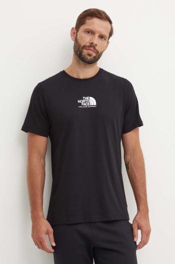 Bavlnené tričko The North Face M S/S Fine Alpine Equipment Tee 3 pánske, čierna farba, s potlačou, NF0A87U3JK31