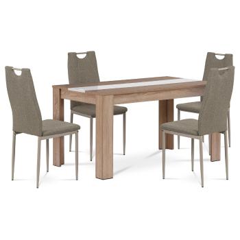 Jedálenský set z MDF so 4 stoličkami, 138 x 80 x75 cm, dub Sonoma