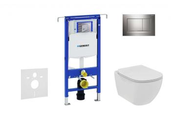 GEBERIT - Duofix Set predstenovej inštalácie, klozetu a dosky Ideal Standard Tesi, tlačidla Sigma30, Rimless, SoftClose, lesklý chróm/chróm mat 111.355.00.5 NE6