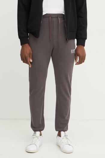 Tepláky EA7 Emporio Armani pánske, hnedá farba, s potlačou, AF12501.7M000129