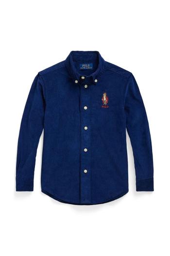 Detská bavlnená košeľa Polo Ralph Lauren tmavomodrá farba, 322878882003