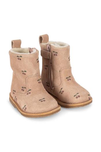 Detské semišové topánky Konges Sløjd PIPPI PULL ON BOOT oranžová farba, KS101280