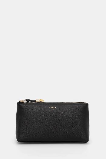 Kožená kozmetická taška Furla čierna farba, WE00710 BX3036 O6000