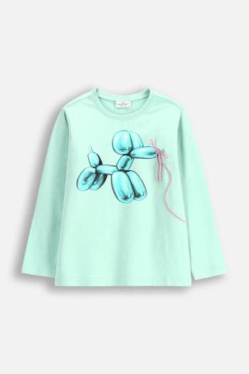 Detské tričko s dlhým rukávom Coccodrillo tyrkysová farba, COSMIC GIRL KIDS