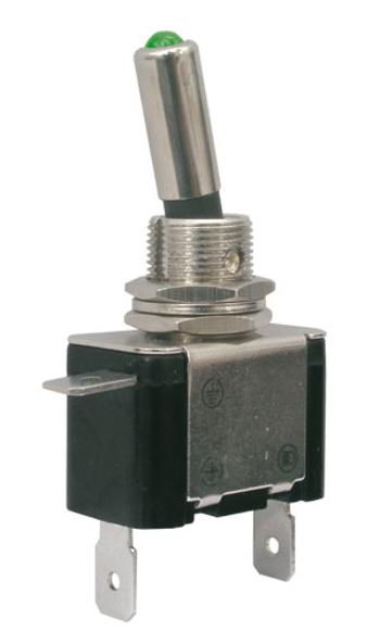 Prepínač páčkový   2pol./2pin  ON-OFF 12VDC/25A  LED zelená