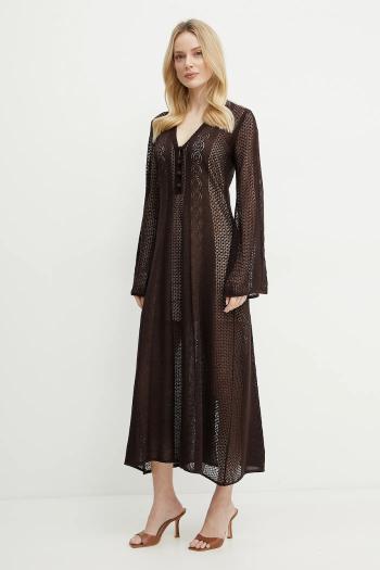 Šaty Twinset hnedá farba, midi, rovný strih, 251TT3050
