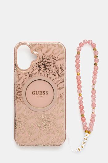 Puzdro na mobil Guess iPhone 16 Plus 6.7 ružová farba, GUHMP16MHCPOFPP