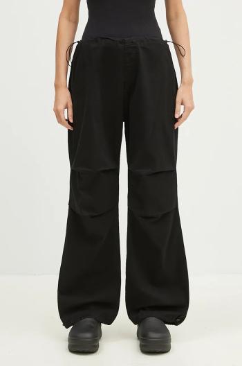 Nohavice Alpha Industries Cargo Jogger Pant dámske, čierna farba, široké, vysoký pás, 148024