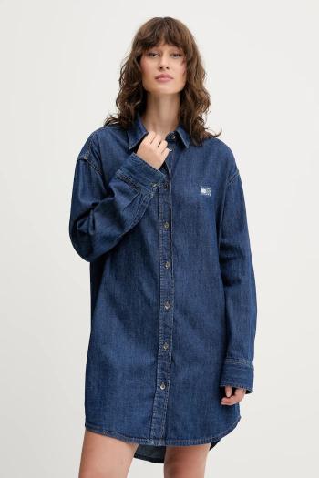 Rifľové šaty Tommy Jeans modrá farba, mini, oversize, DW0DW21420