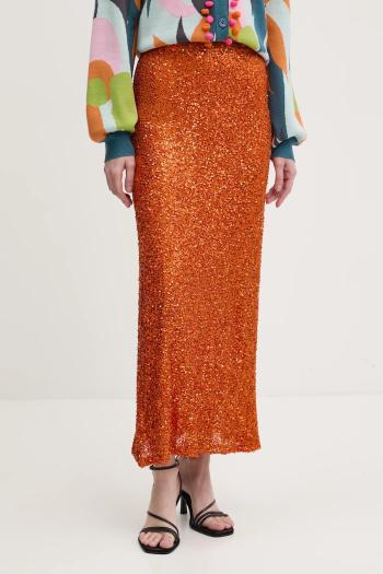 Sukňa Never Fully Dressed Rust Sequin Dorris oranžová farba, maxi, rovný strih, NFDSK634