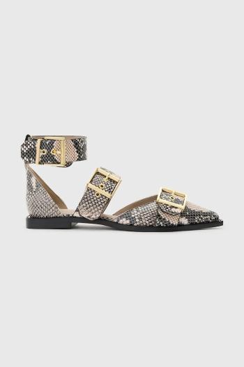 Kožené balerínky AllSaints Sutton Shoe strieborná farba, W011FC