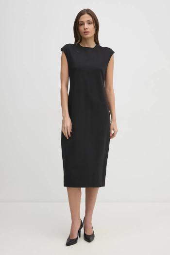 Šaty Calvin Klein čierna farba, mini, áčkový strih, LV044B012G