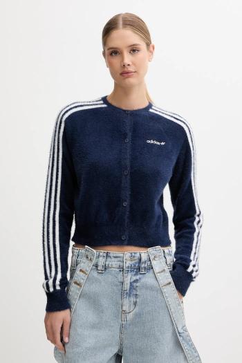 Kardigán adidas Originals Fluffy Cardigan tmavomodrá farba, JW3644