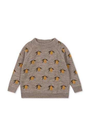 Detský vlnený sveter Konges Sløjd BELOU LEMON KNIT BLOUSE šedá farba, KS101427