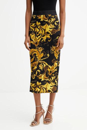 Sukňa Versace Jeans Couture čierna farba, midi, puzdrová, 79HAE806 JS500