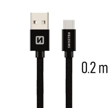 Swissten textilný dátový kábel USB-C 0,2 m čierny (71521101)