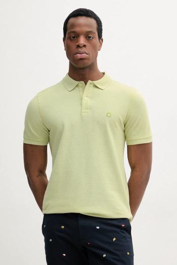 Bavlnené polo tričko United Colors of Benetton pánske, zelená farba, melanžové, 3088U3023