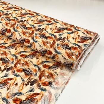 Viskóza RAYON POPLIN Feathers design C digital print