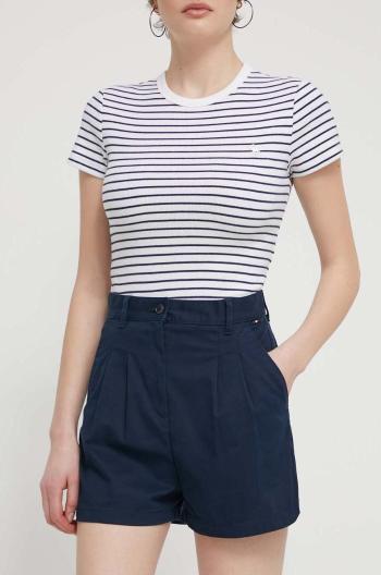 Šortky Tommy Jeans dámske,tmavomodrá farba,jednofarebné,vysoký pás,DW0DW17775