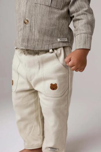 Detské bavlnené nohavice Donsje Kassim Trousers Bear béžová farba, jednofarebné, 4096301