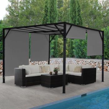 Pergola so sťahovacou strechou 3x3 m Dekorhome Šedá