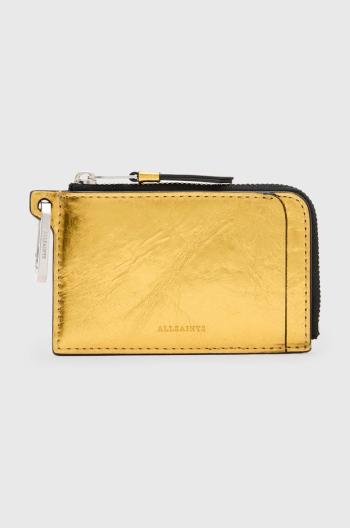 Kožená peňaženka AllSaints REMY WALLET dámska, zlatá farba, W017XZ