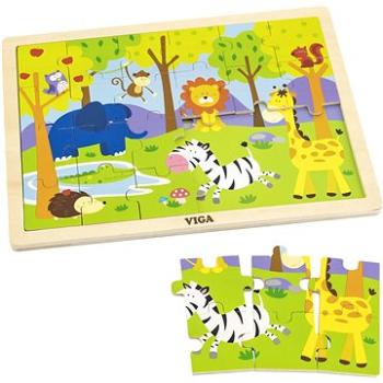 Drevené puzzle 24 dielikov – zoo (6934510501983)