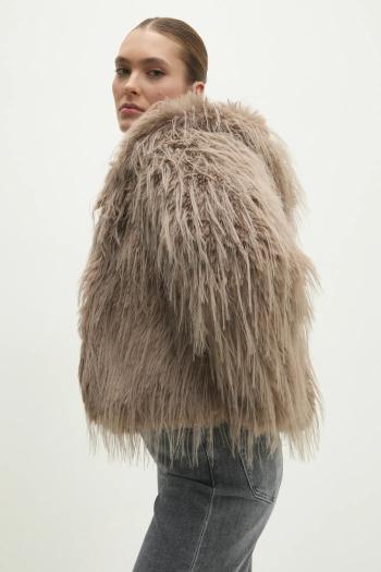 Bunda Answear.LAB dámska, hnedá farba, prechodná, oversize