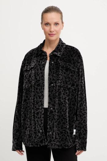 Košeľa EA7 Emporio Armani čierna farba, voľný strih, s klasickým golierom, AF15937.7W000666