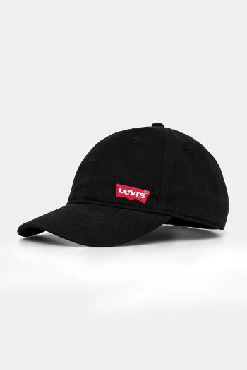 Detská bavlnená šiltovka Levi's LAN RICHMOND BATWING CURVE BRI čierna farba, s nášivkou