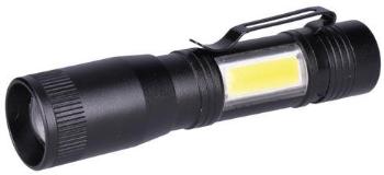 Zseblámpa Solight LED fémlámpa 3W + COB, 150 + 60lm, AA, fekete